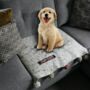 Personalised Leather And Knitted Dog Cat Blanket, thumbnail 4 of 11
