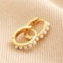 Pearl Studded Huggie Hoop Earrings In Gold Plating, thumbnail 1 of 4