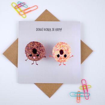 Donut Worry Be Happy Greeting Card, 2 of 2