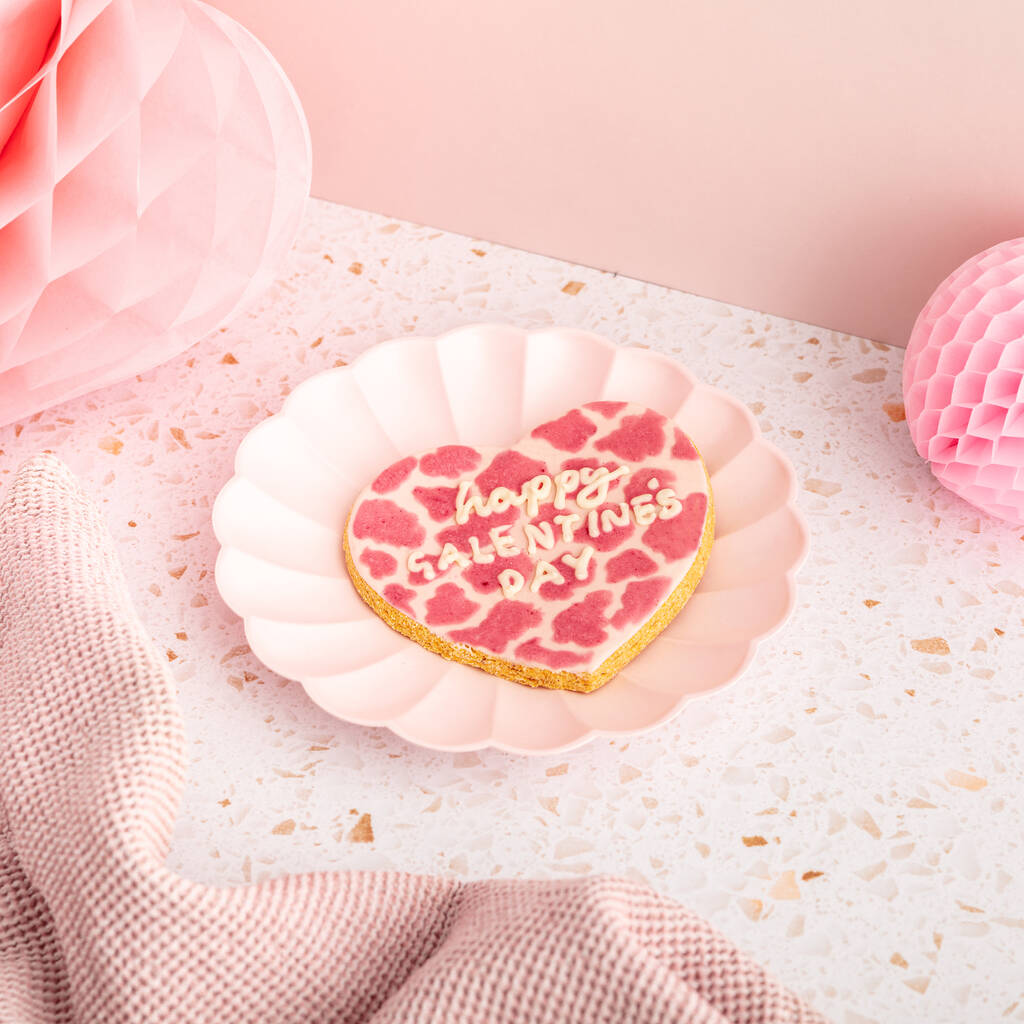 Giant Pink Blush Personalised Iced Dog Biscuit Heart