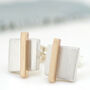 Geometric Earrings. Square Silver And 9ct Gold Studs, thumbnail 9 of 11
