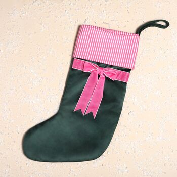 Two Tone Velvet Bow Stocking, 6 of 7