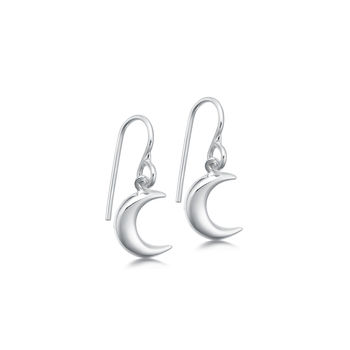 Sterling Silver Moon Drop Earrings, 3 of 5