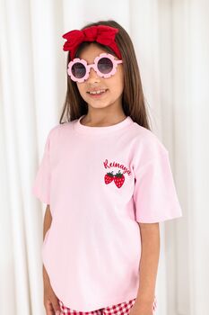 Personalised Embroidered Summer Strawberry T Shirt, 3 of 9