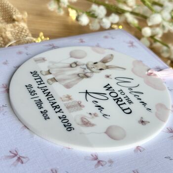 New Baby Girl Greeting Card Rabbit Design, 2 of 3