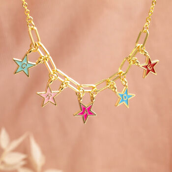 Personalised Name In Stars Enamel Necklace, 5 of 10