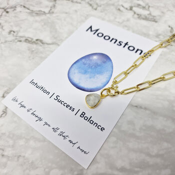 18k Gold Plated Moonstone Paperclip Chain Necklace, 3 of 4