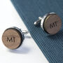 Monogrammed Round Walnut Cufflinks, thumbnail 1 of 10