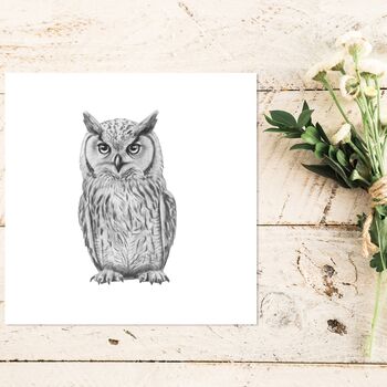 Horned Owl Woodland Greeting Card, 3 of 6