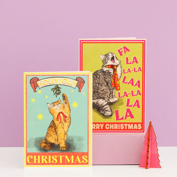 Holly Jolly Cat Christmas Card, 4 of 6