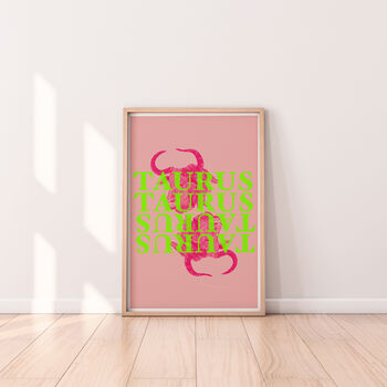 Taurus Zodiac Typography Print, 2 of 6