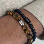Men's Liverpool Fan Tiger's Eye And Lava Rock Beaded Bracelet Duo, thumbnail 1 of 6