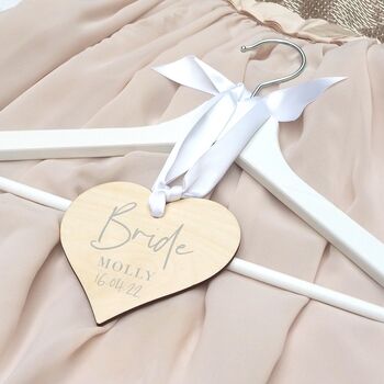 Personalised Brides Wedding Dress Hanger Heart Charm, 6 of 8