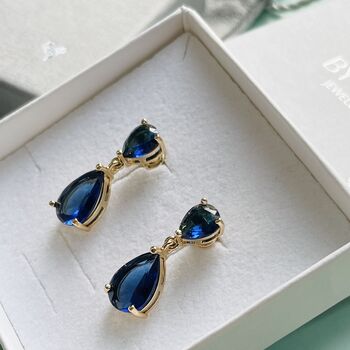 Blue Sapphire Christmas Earrings, 3 of 6