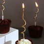 G Decor Set Of Twelve Golden Swirls Cake Candles, thumbnail 1 of 3