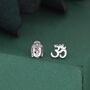 Mismatched Buddha Head And Om Stud Earrings In Sterling Silver, thumbnail 1 of 12