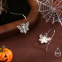 Death's Head Hawkmoth Moth Drop Hook Earrings In Sterling Silver, thumbnail 3 of 12