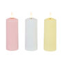Three Pastel Tru Glow® LED Slim Pillar Candles, thumbnail 4 of 4