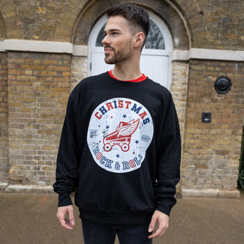 Christmas Rock And Roll Men's Christmas Jumper, 4 of 4