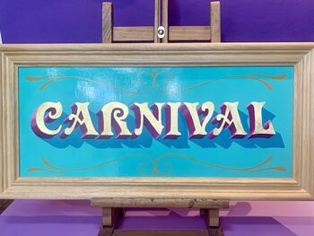 'Carnival' Gold Leaf Typography Wall Art Sign, 8 of 11