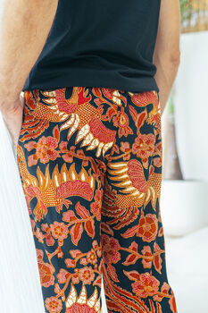 Red And Black Men’s Cotton Batik Trousers, 4 of 4