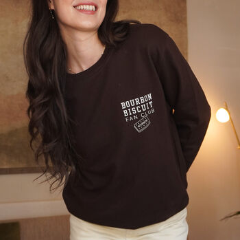 Bourbon Biscuit Fan Club Slogan Sweatshirt, 3 of 5