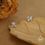 Sterling Silver Fleur De Lis 16 G Threaded Flat Back Earrings, thumbnail 4 of 11