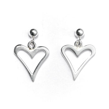 Sterling Silver Open Heart Earrings, 4 of 7