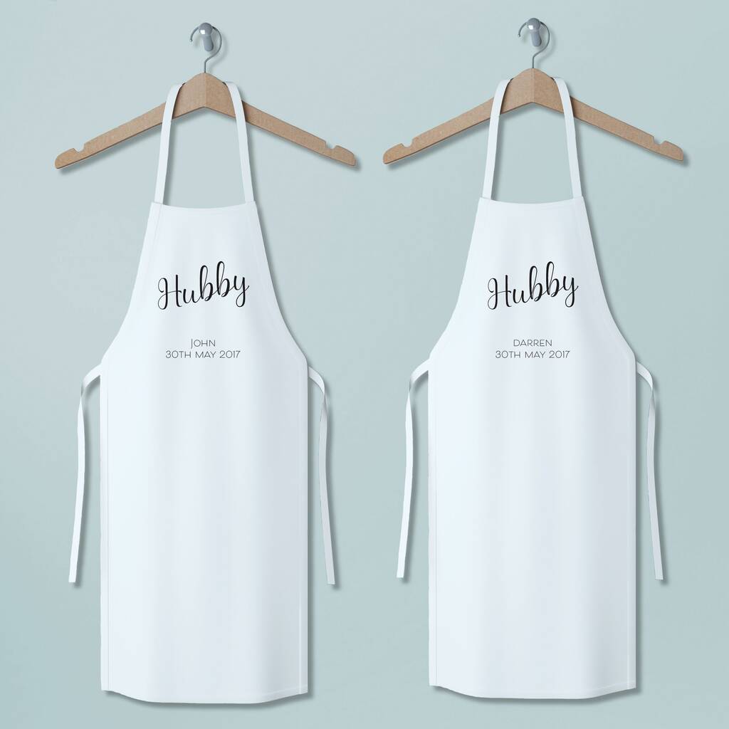 Hubby And Hubby Personalised Apron Set By Chips And Sprinkles