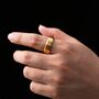 Customisable Gold Geometric Band Ring, M Ens 8 Mm Ring, thumbnail 1 of 9