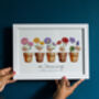 Personalised Family Birth Flower Pots Print, thumbnail 1 of 2