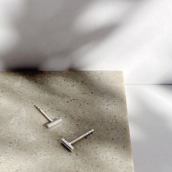 Sterling Silver Bar Studs, 2 of 6