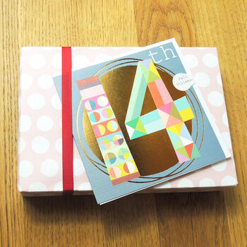 Gold Foiled Number Fourteen Card, 4 of 5