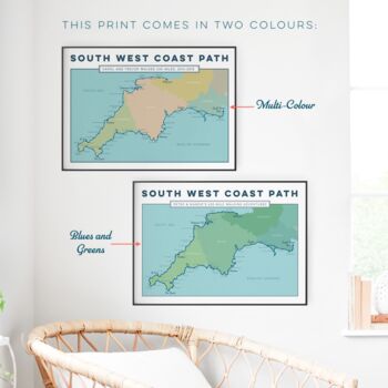 Personalised South West Coast Path Map Art Print, 8 of 11