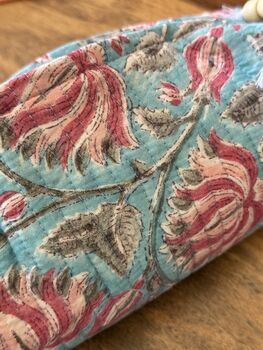 Block Print Washbag, Make Up Pouch, Travel Kit, 7 of 12