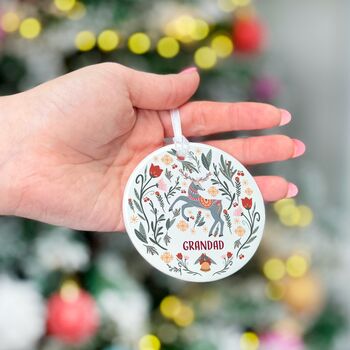 Personalised Winter Wonderland Reindeer Ceramic Bauble, 4 of 4