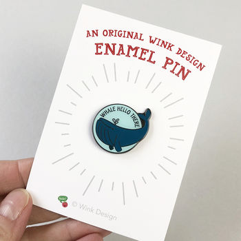 Whale Hello There Whale Pun Enamel Pin, 2 of 6