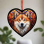 Akita Stained Glass Effect Heart Suncatcher, thumbnail 2 of 6
