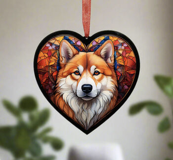 Akita Stained Glass Effect Heart Suncatcher, 2 of 6