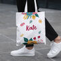 Navy Floral Personalised Tote Bag Birthday Gift, thumbnail 1 of 3