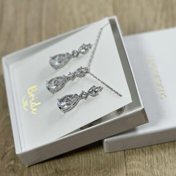 Cubic Zirconia Teardrop Bridal Earrings, 5 of 5