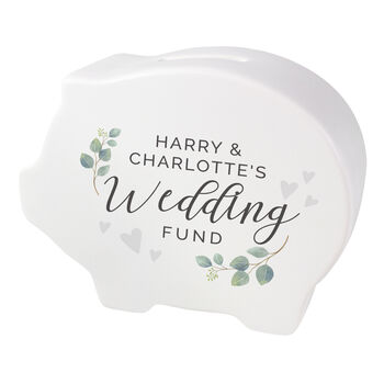 Personalised Wedding Fund Ceramic Piggy Bank Money Box, 4 of 4