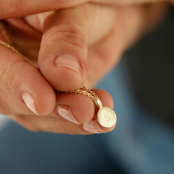 Personalised 9ct Gold Tiny Circle Fingerprint Necklace, 2 of 4