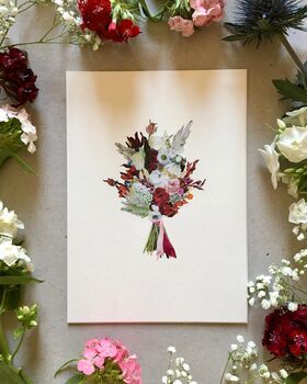 Personalised Bridal Wedding Bouquet Artwork, 7 of 11