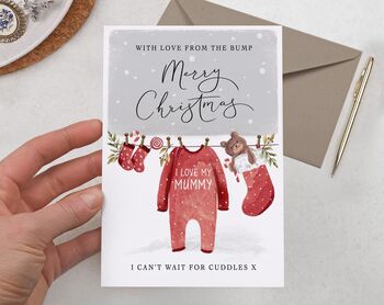 Personalised Love From The Bump Christmas Card For Mummy, 3 of 4
