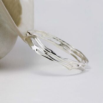 Elegant Organic Silver Bangle, 3 of 8