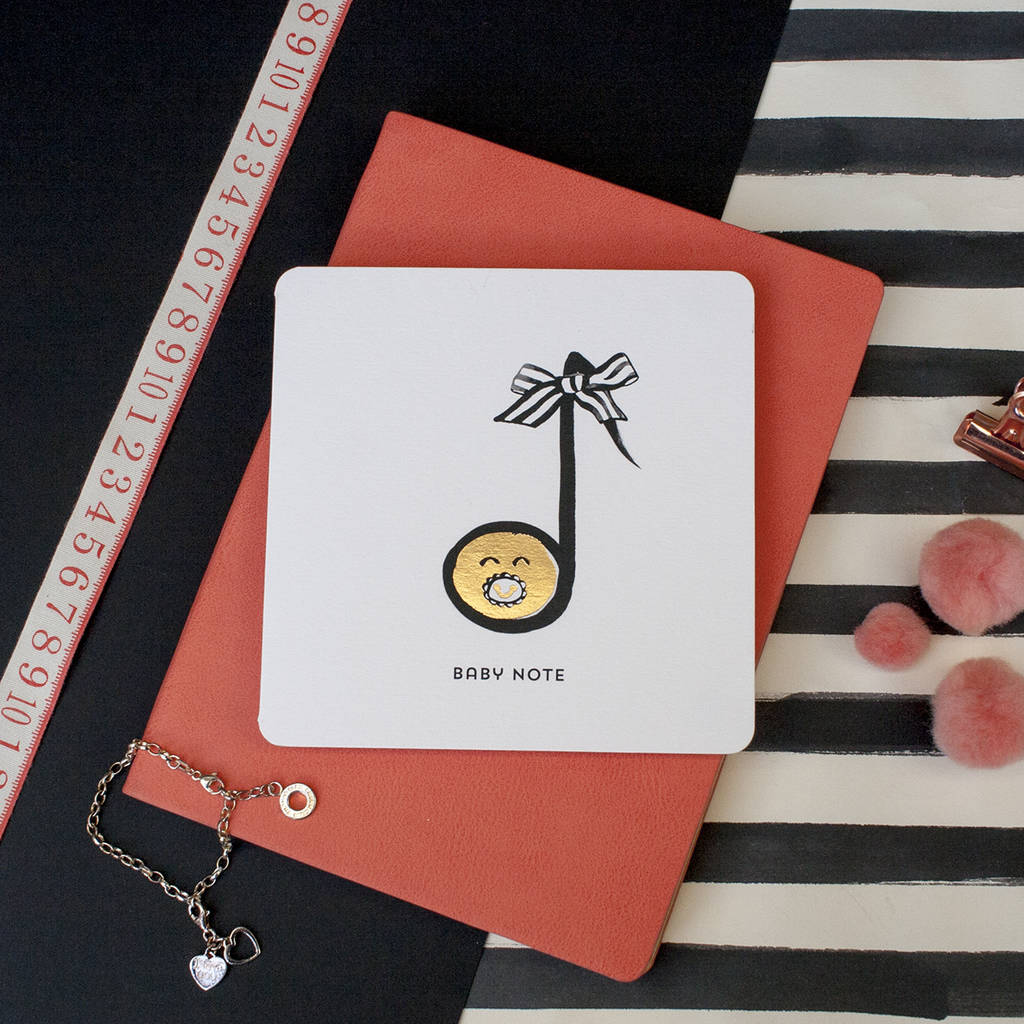 'Baby Note' New Born Baby Girl Music Note Card By Spots and Stripes