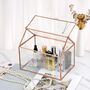 Rose Gold Glass Geometric Plant Terrarium With Lid, thumbnail 1 of 7
