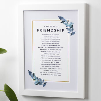 friendship recipe poem print by bespoke verse | notonthehighstreet.com