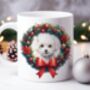 Personalised Bichon Frise Christmas Wreath Dog Mug, thumbnail 1 of 2